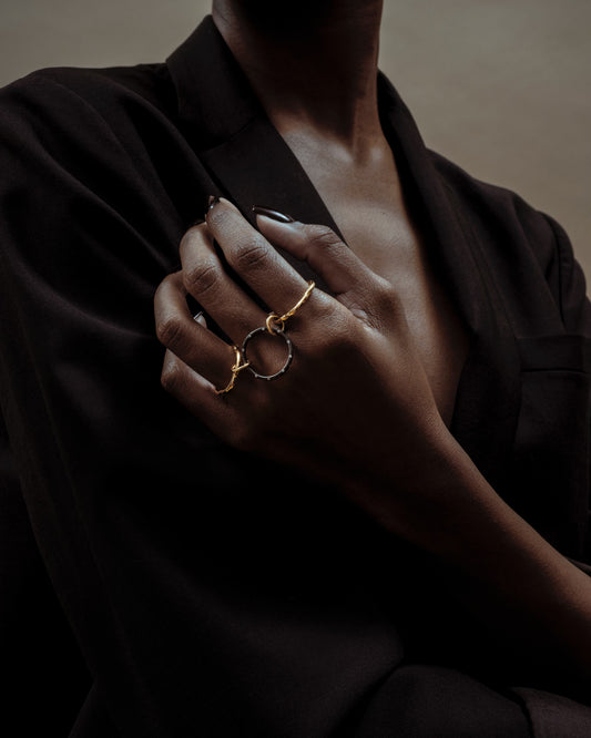 Threesome Ring with Diamonds