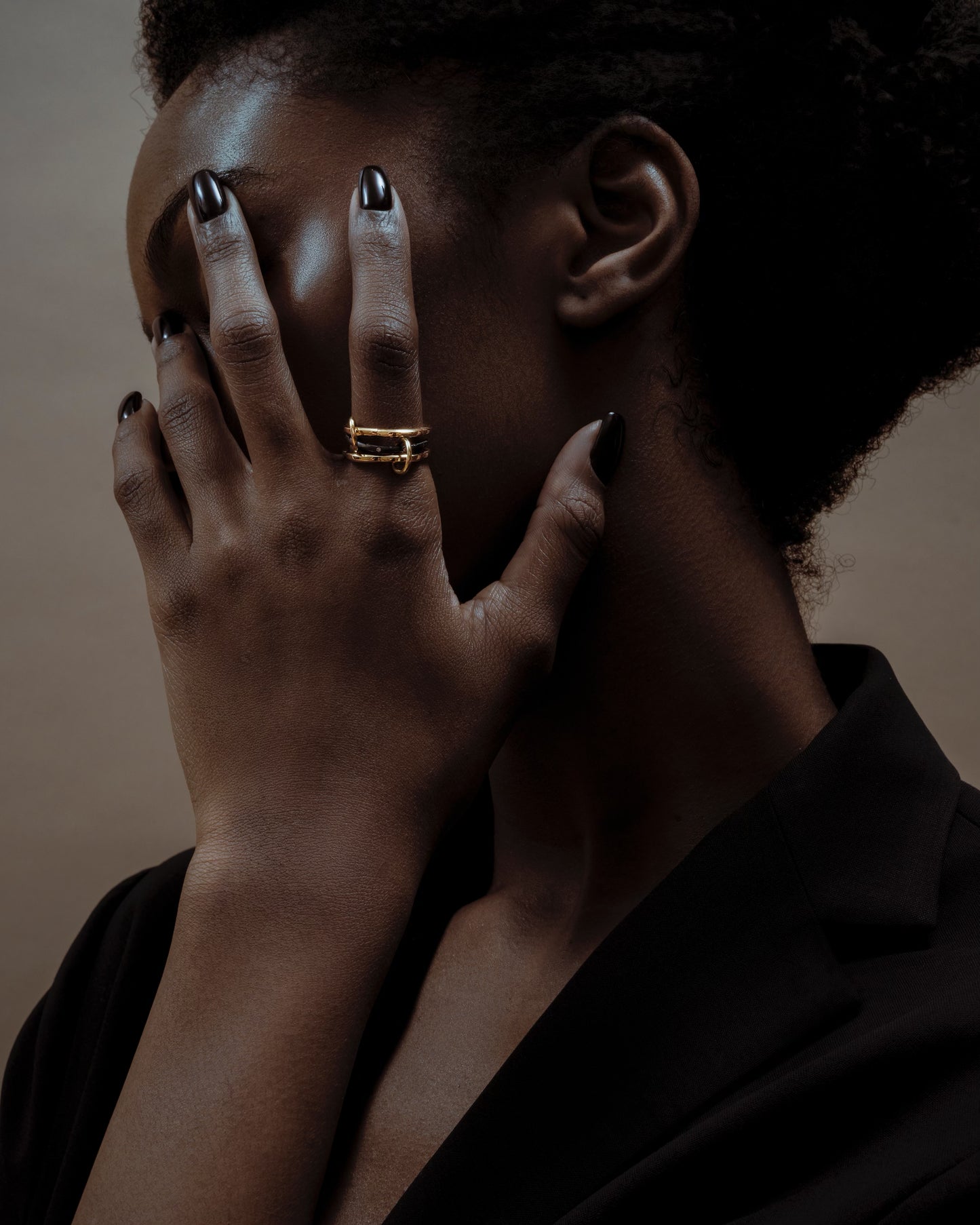 Threesome Ring with Diamonds
